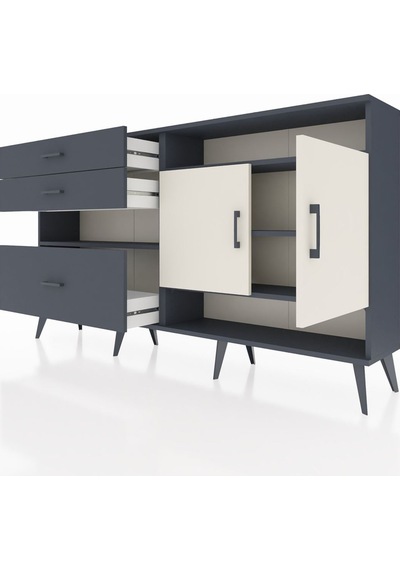 Arges Konsol 4 Raflı 3 Çekmeceli 2 Kapaklı 176x30x99 Antrasit-ayt Antrasit-aytaşı/antrasit Arges Konsol 4 Raflı 3 Çekmeceli 2 Kapaklı 176x30x99 Antrasit-ayt Antrasit-aytaşı/antrasit