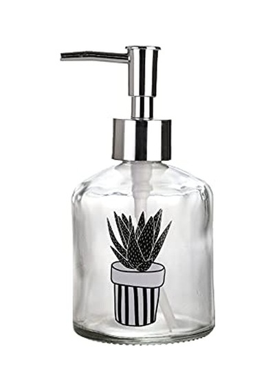 Cam Sıvı Sabunluk,kaktüs 1 Desen 300ml 7,6x15,5cm Çok Renkli