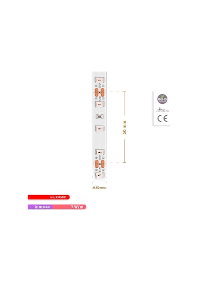 ACK Şerit LED 60 Led'li Kırmızı Işık 7W 5 Metre AS01-00804