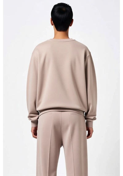 Benerly Erkek Düz Bisiklet Yaka Düşük Kol Uzun Kollu Sweatshirt Fonksiyon Taş