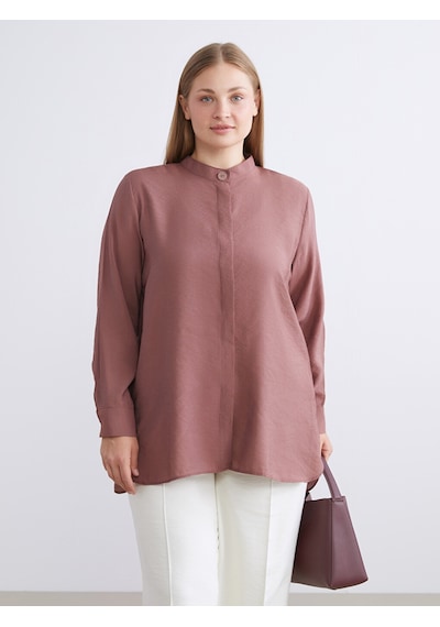 Lcwaıkıkı Classic Kahverengi Oversize Modal Karışımlı Kadın Gömlek Tunik