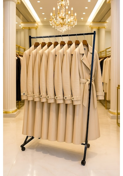 Premium 130 Cm Çelik Konfeksiyon 105 Cm En Askılık Tekerlekli Demonte Portmanto Hanger Siyah
