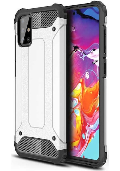 Kilifone - Samsung Uyumlu Galaxy A51 - Kılıf Çift Katman Zırh Tank Crash Military Kapak - Gri