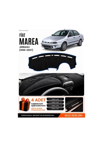 Fıat Marea 1999-2007 Airbagli Uyumlu Torpido Örtüsü, Torpido Kılıfı - Siyah-mavi - Fı025