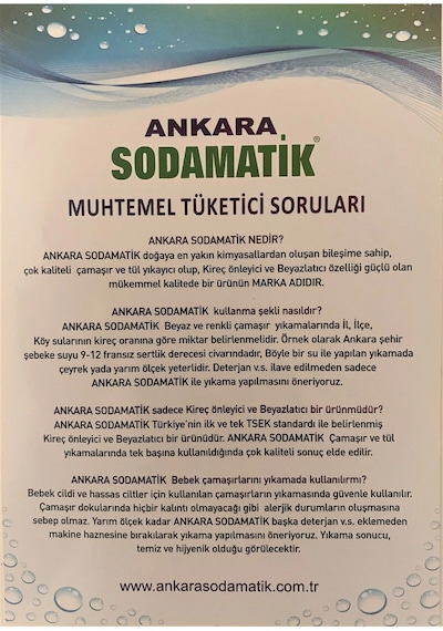 Ankara Sodamatik 1000 Gr Kireç Önleyici Ve Beyazlatıcı