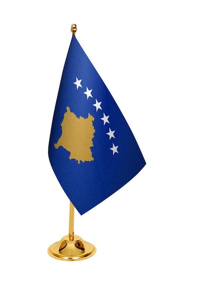 Masa Üstü Kosova Bayrağı + Pirinç Direk Masa Bayrak Seti
