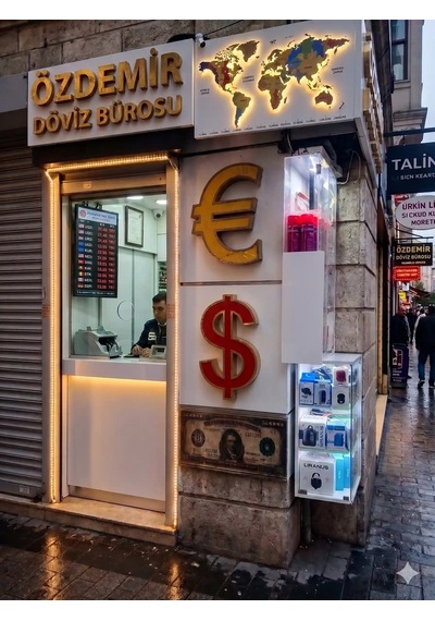Döviz Gold Işıklı Tabela - Ledli Dolar Ve Euro Sembolü Kutu Harf
