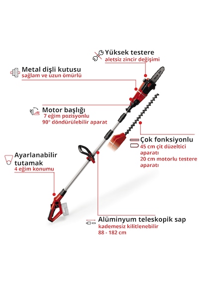 Einhell GE-HC 18 Li T, Akülü Çok Fonksiyonlu Budama Seti (4,0 Ah Akü ve Şarj Cihazı Dahildir)