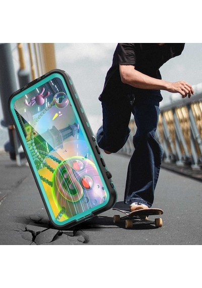 Apple Uyumlu iPhone 14 Pro Max Kılıf 360 Su Geçirmez 1-1 Silikon Zırhlı Kapak Siyah