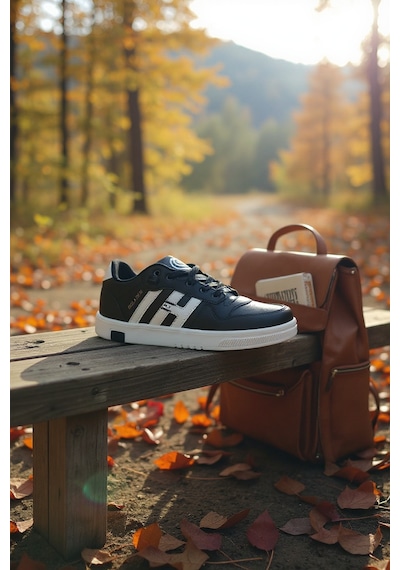Enoch Erkek Şeritli Kolej Tarzı Spor Ayakkabı - Retro Street Sneaker Siyah - Beyaz Enoch Erkek Şeritli Kolej Tarzı Spor Ayakkabı - Retro Street Sneaker Siyah - Beyaz