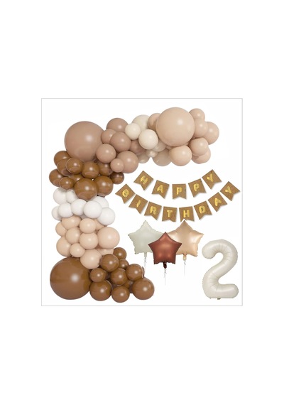 Kraft Gold Banner 2 Yaş Folyo Yıldızlı 30 Balon Konsept Doğum Günü Seti