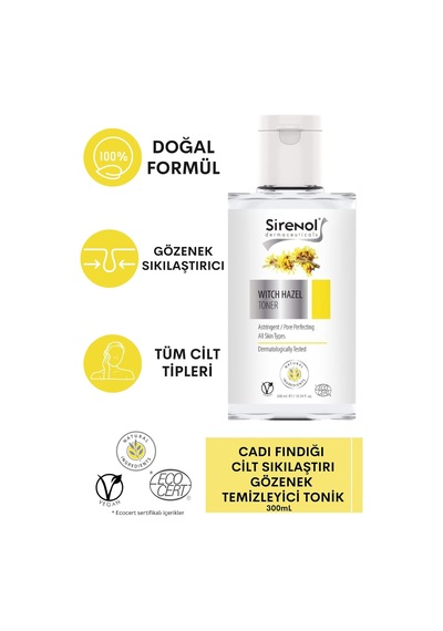 Natural Cadı Fındığı Cilt Sıkılaştırıcı Gözenek Temizleyici Tonik 300 Ml