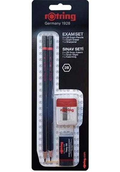 Rotring 2'li 2b Sınav Kalemi Silgi Kalemtraş Sınav Seti