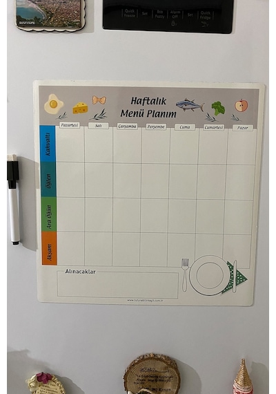 Haftalık Menü Planlayıcı Magnet Mıknatıslı Yazı Tahtası Buzdolabı (538425853)