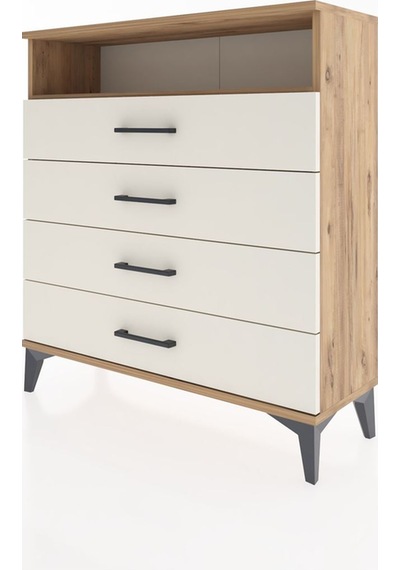 Arges Şifonyer Tek Raflı 4 Çekmeceli 88x30x96 Çam-aytaşı Çam