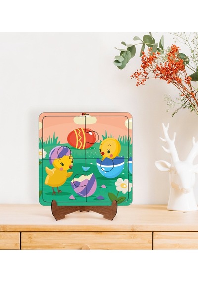 Bk Toys Çocuklar İçin 2 Si 1 Arada Eğitici-öğretici Ahşap 4 Parça Yapboz Puzzle Çerçeve Model 52
