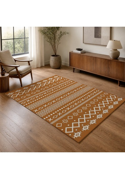 Kartela Halı Nera Halı Kaymaz Taban Makinede Yıkanabilir Halı Bakır - 100 X 150 Cm