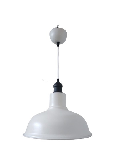 Rys Retro Metal Dekoratif Beyaz İçi Beyaz Siyah Duylu Tekli Sarkıt Avize Çap:30 Cm-rys5093
