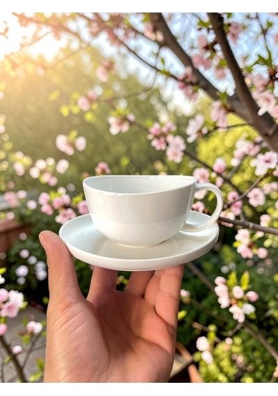 6 Kişilik Porselen Çay Fincanı Beyaz 220ml Diğer