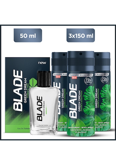 Blade Green Dream Erkek Parfüm EDT 70 ML + Green Dream Erkek Sprey Deodorant 3 x 150 ML