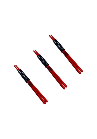 Midex Gfk-801rd-3x 5a Bateri Baget Kırılmaz Polyemid Kırmızı Renk Davul Bageti 5a Drumsticks 6 Adet 3 Çift