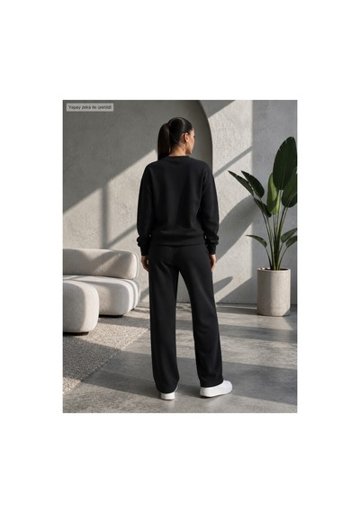 Herkesemoda İstiridye Kabuğu Baskılı Bisiklet Yaka 2 İplik Şardonlu Kumaş Eşofman Takımı Siyah Herkesemoda İstiridye Kabuğu Baskılı Bisiklet Yaka 2 İplik Şardonlu Kumaş Eşofman Takımı Siyah
