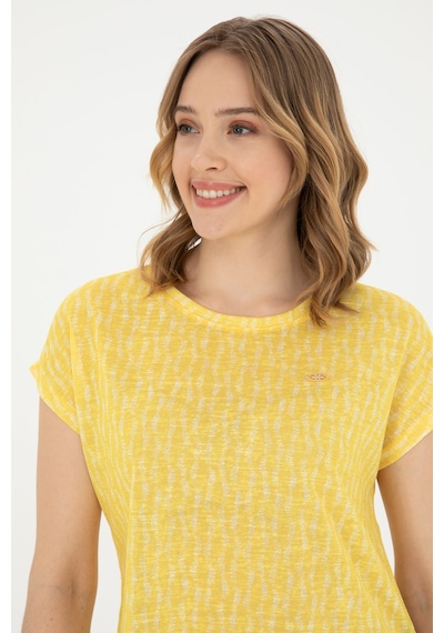 U.S. Polo Assn. Kadın Sarı Bisiklet Yaka Tişört 50281790-VR044