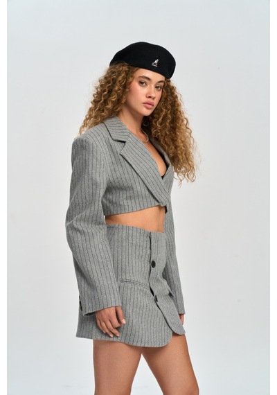 Mai Studios Co. Mai Collection Elegant Gri Ceket-etek Takım Gri