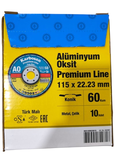 Karbosan Premium Line Flap Disk Zımpara 10 Adet 60 Kum 115 X 22.23 Mm