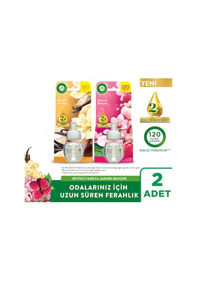 Elektrikli Oda Kokusu Yedek Şişe Büyülü Vanilya + Sakura Bahçesi 2x19 Ml Karışık