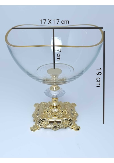 Parıltı Home Collection Metal Ayaklı Lüks Sunumluk Kase Altın