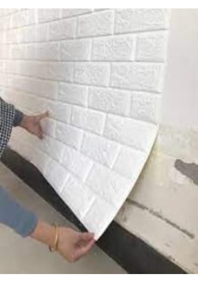 Beyaz Tuğla Desen 5 Adet Kendinden Yapışkanlı Duvar Paneli Kağıdı
