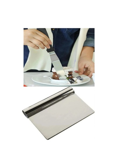 2li Set Hamur Şekillendirici Eğik Pasta Spatulası +metal Hamur Kesici Kazıyıcı Spatula Sarı