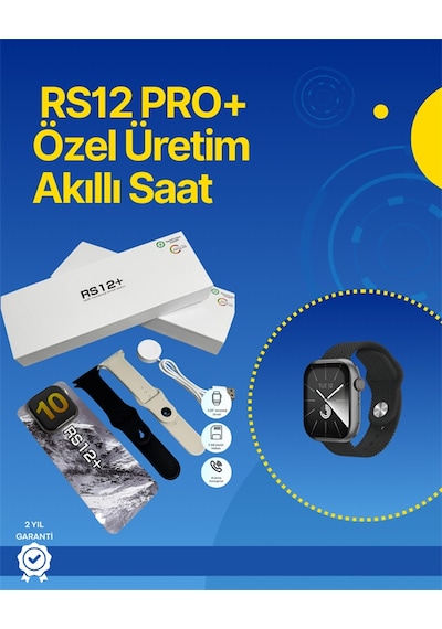 . Rs12 Pro+ 2025 Serisi Full Ekranlı Akıllı Saat 2gb Hafıza, Titanyum Kasa, Suya Dayanıklı, Uzun Şarj Süresi Garantili Model