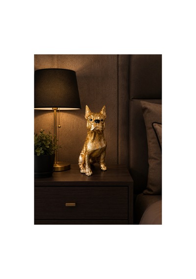 Gold French Bulldog Dekoratif Biblo Ofis & Komodin Dekoru Altın