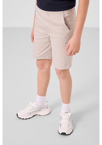 Lacivert-taş Pamuklu Oversize Fit Dokuma Hafif Esnek Chino Erkek Çocuk Şort Takım - 11278 Lacivert