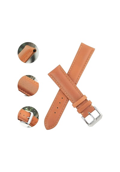 22mm Taba Hakiki Deri Saat Kordonu Düz Klasik Tek Parça Deri Kayış, 46mm Saatlerle Uyumlu Diğer