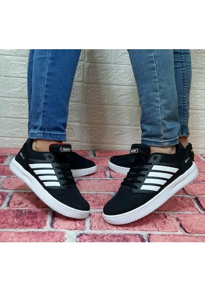 Bestof 074 Siyah Sneaker Düz Taban Hafif Rahat Spor Çift Ayakkabı - 538999583