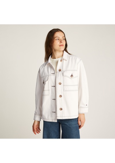 Tommy Hilfiger Dnm Oversized Utility Clr Kadın Beyaz Ceketdüzww0ww43728