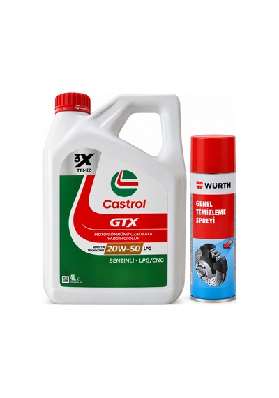 Castrol Gtx Motor Yağı 20w-50 Lpg 4 L + Würth Balata Spreyi 500 ML