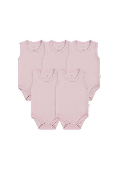 Civil Baby Organik 5 Li Sıfır Kol 3-9 Ay Çıtçıtlı Badi - Pembe