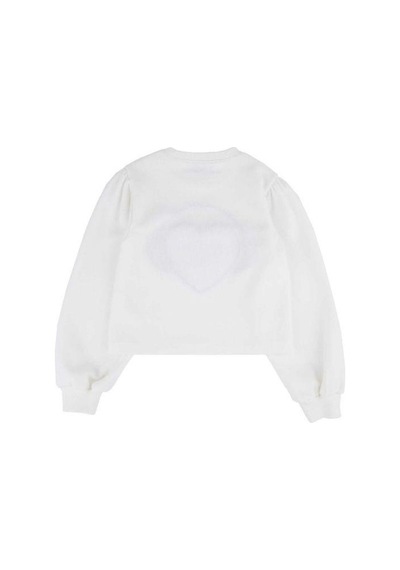 Kız Çocuk Kalpli Peluş Sweatshirt-13494 Ekru