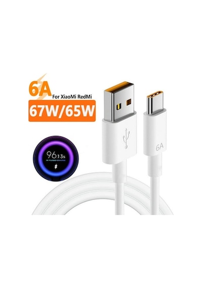 Xiaomi Mi Uyumlu Turbo Hızlı Şarj Kablosu 67w 6a Redmi Note 11 Pro 5g Note 12 T Pro Note 13 Pro 5g Tüm Modeller Ile Uyumlu