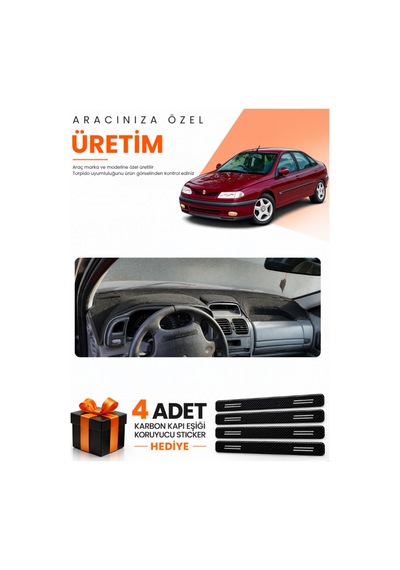 Renault Laguna 1 Aırbagsız 2000-2007 Uyumlu Torpido Koruma Örtüsü Oto Kılıfı - Siyah