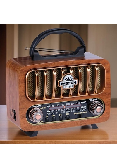 Everton RT-848 Güneş Enerjili Panelli Bluetooth Fm-usb-tf Card-aux Nostaljik Radyo Hoparlör