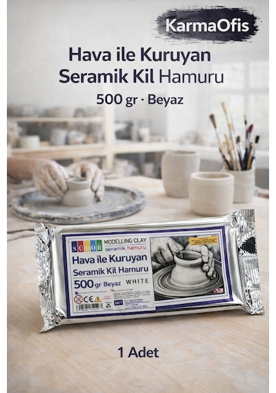 Hava İle Kuruyan Seramik Kil Hamuru 500 Gr Beyaz 1 Adet Beyaz