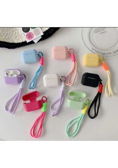 Apple Uyumlu iPhone 1/2. Nesil  Koruyucu Bluetooth Kulaklık Kılıfı Mor Airpods 1/2. Nesil