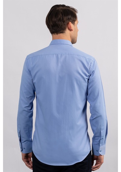 Tudors Modern Slim Fit Uzun Kol Düz Erkek Gömlek-23976 Mavi Tudors Modern Slim Fit Uzun Kol Düz Erkek Gömlek-23976 Mavi