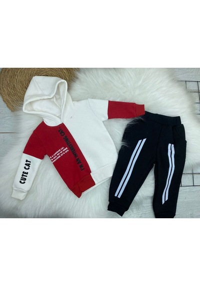Mj Kids 3 İp Şardonlu İkili Takım Baskılı Kırmızı