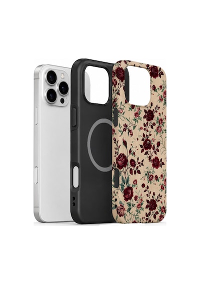 Velvoria Valestra Bordo Botanik Apple Apple iPhone Uyumlu 16 Pro Max Magsafe Koruma Kılıfı Valestra Magline - Bordo Botanik